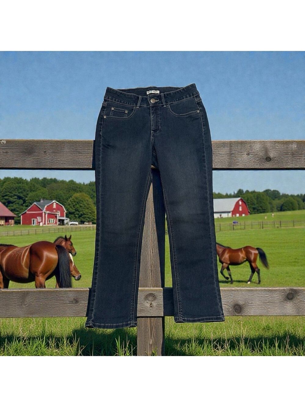 Riders By Lee Mid-Rise Distressed Faded Denim Jeans Womens 10P PETITE BLUE